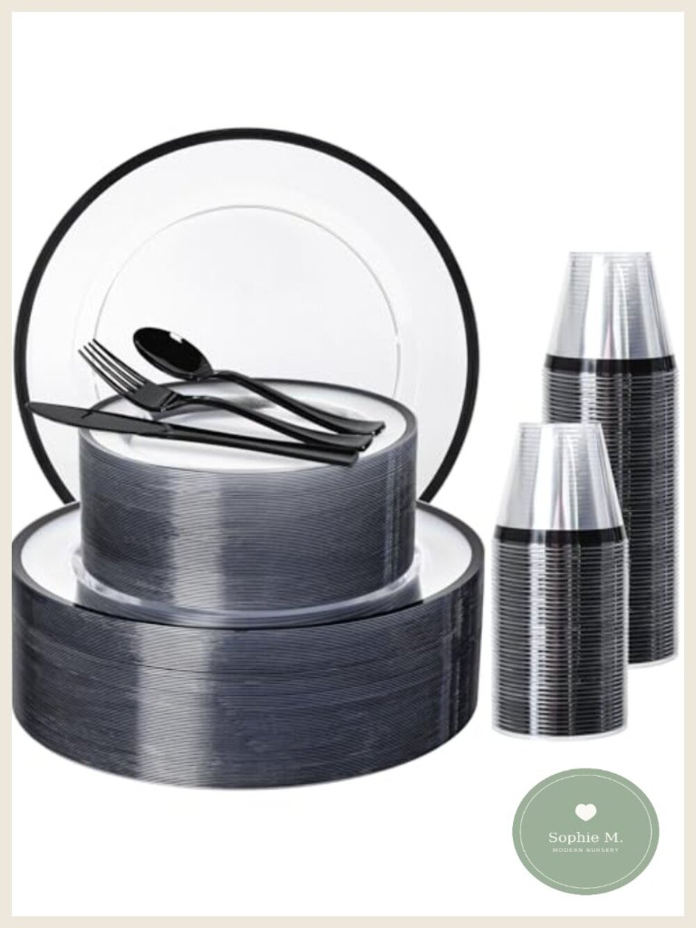 600pc Disposable Plastic Plates Dinnerware Set for Party